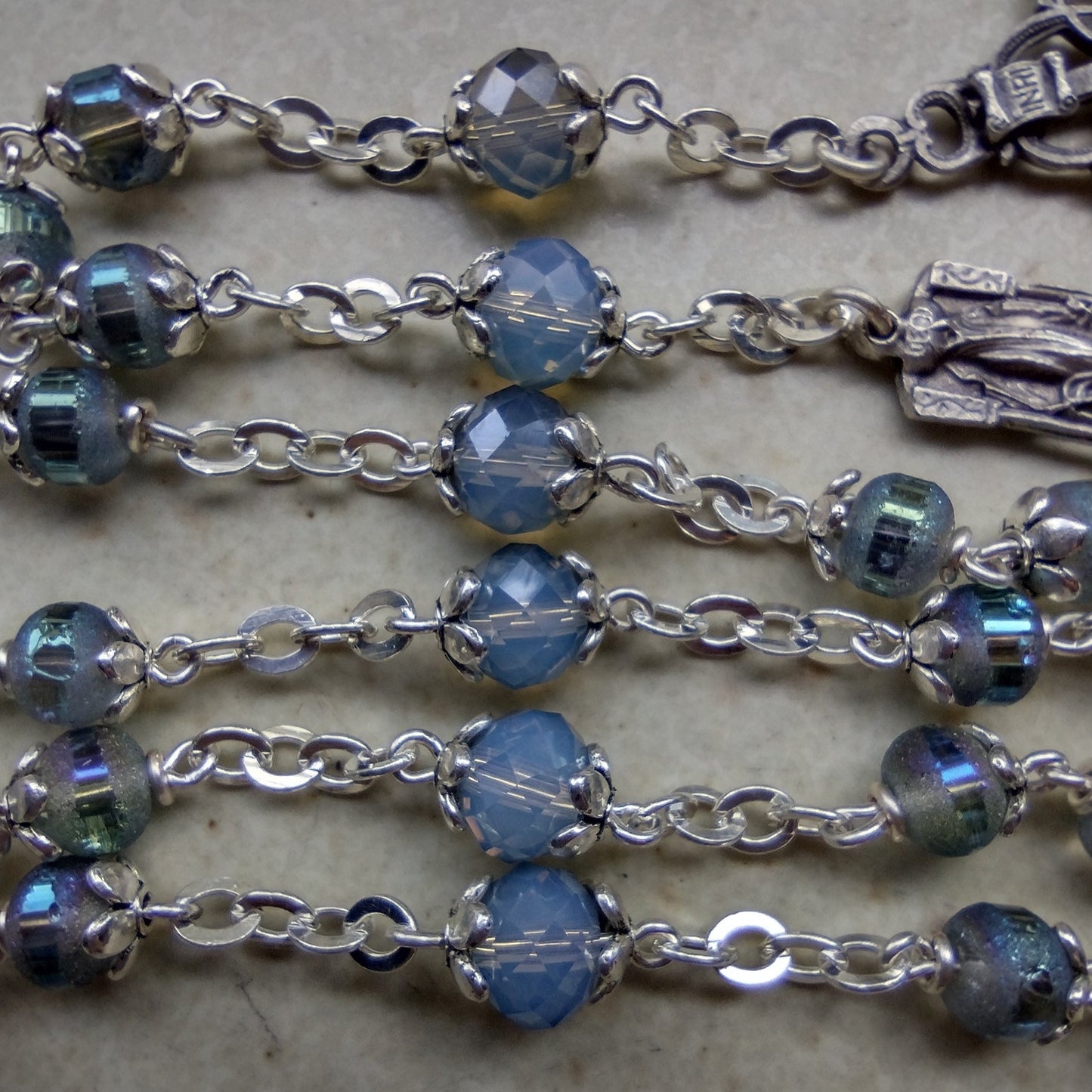 Item #1001, 6mm Rosary, Ice Blue