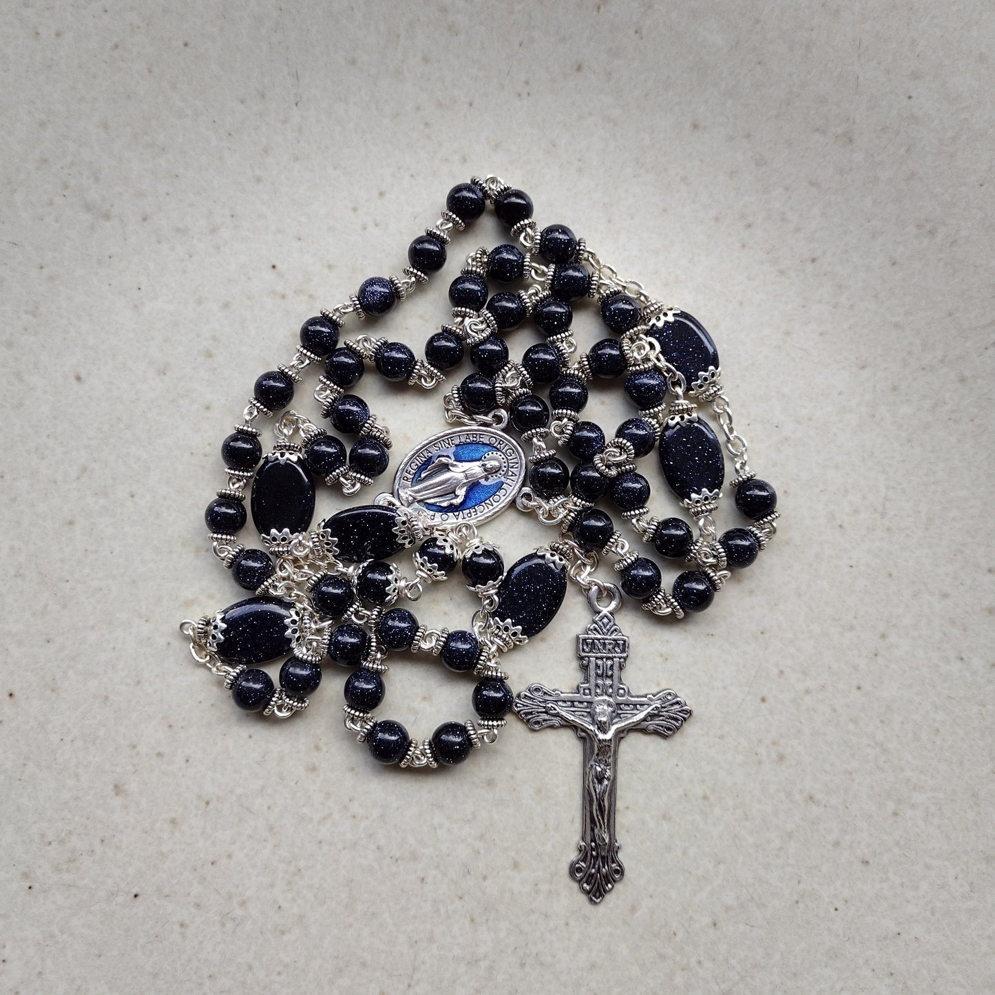 Item #1007, 6mm Gemstone Rosary, Bluestone