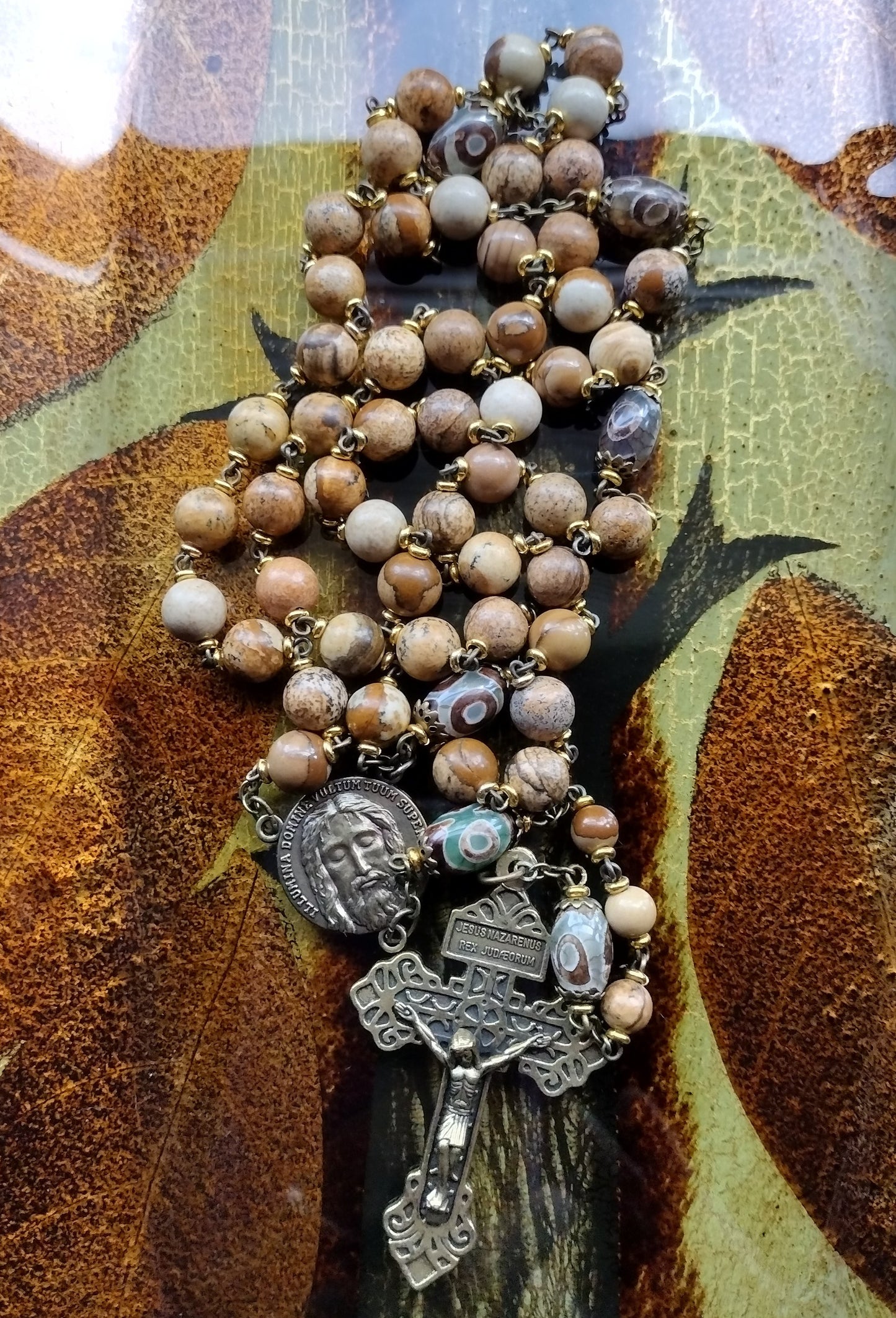 Item #1008, 8mm Gemstone Rosary, Picture Jasper