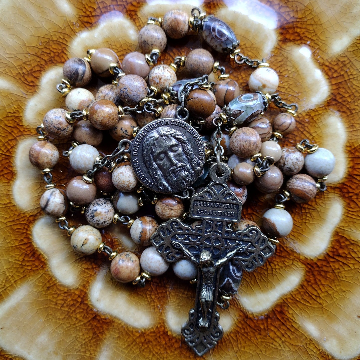 Item #1008, 8mm Gemstone Rosary, Picture Jasper