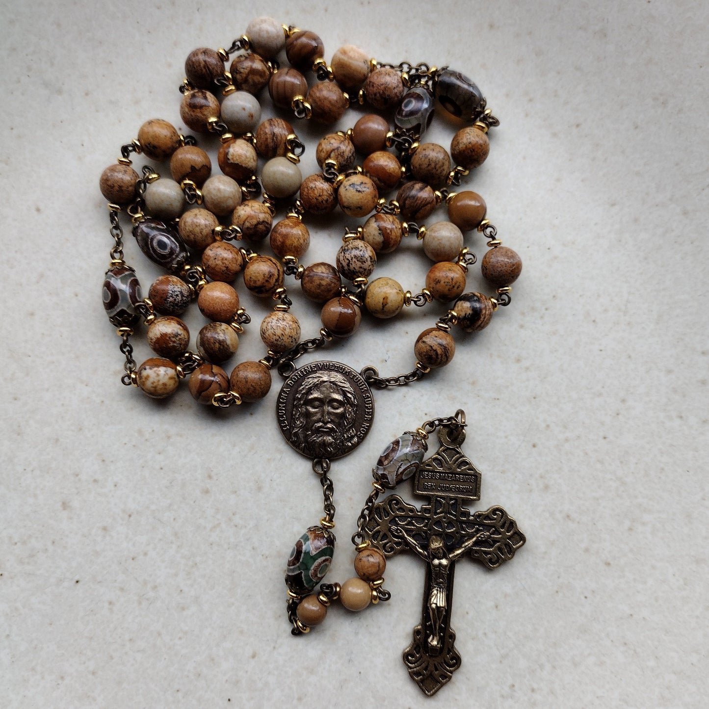 Item #1008, 8mm Gemstone Rosary, Picture Jasper