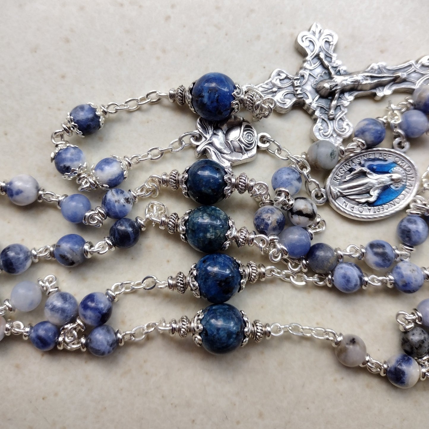 Item #1012, 6mm Gemstone Rosary, Sodalite