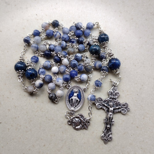 Item #1012, 6mm Gemstone Rosary, Sodalite