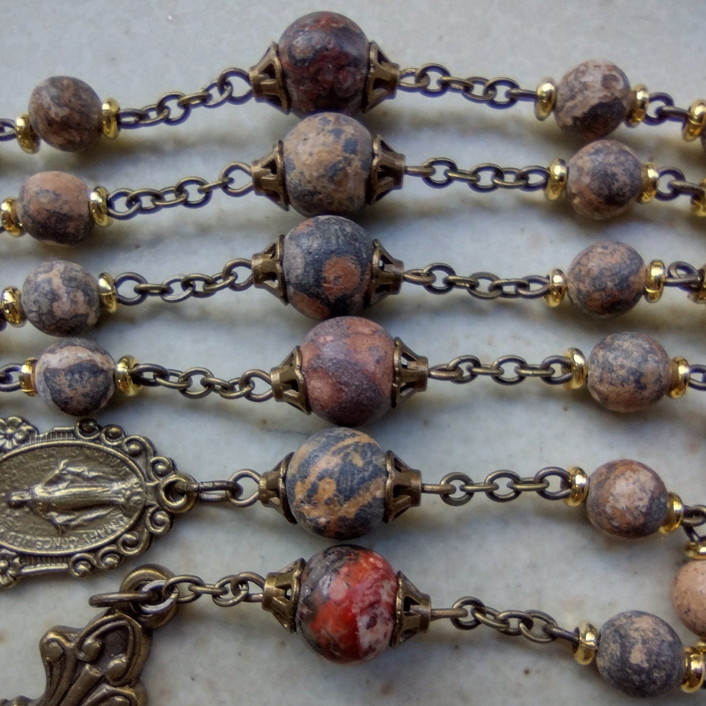 Item #1013, 6mm Gemstone Rosary, Leopard Jasper