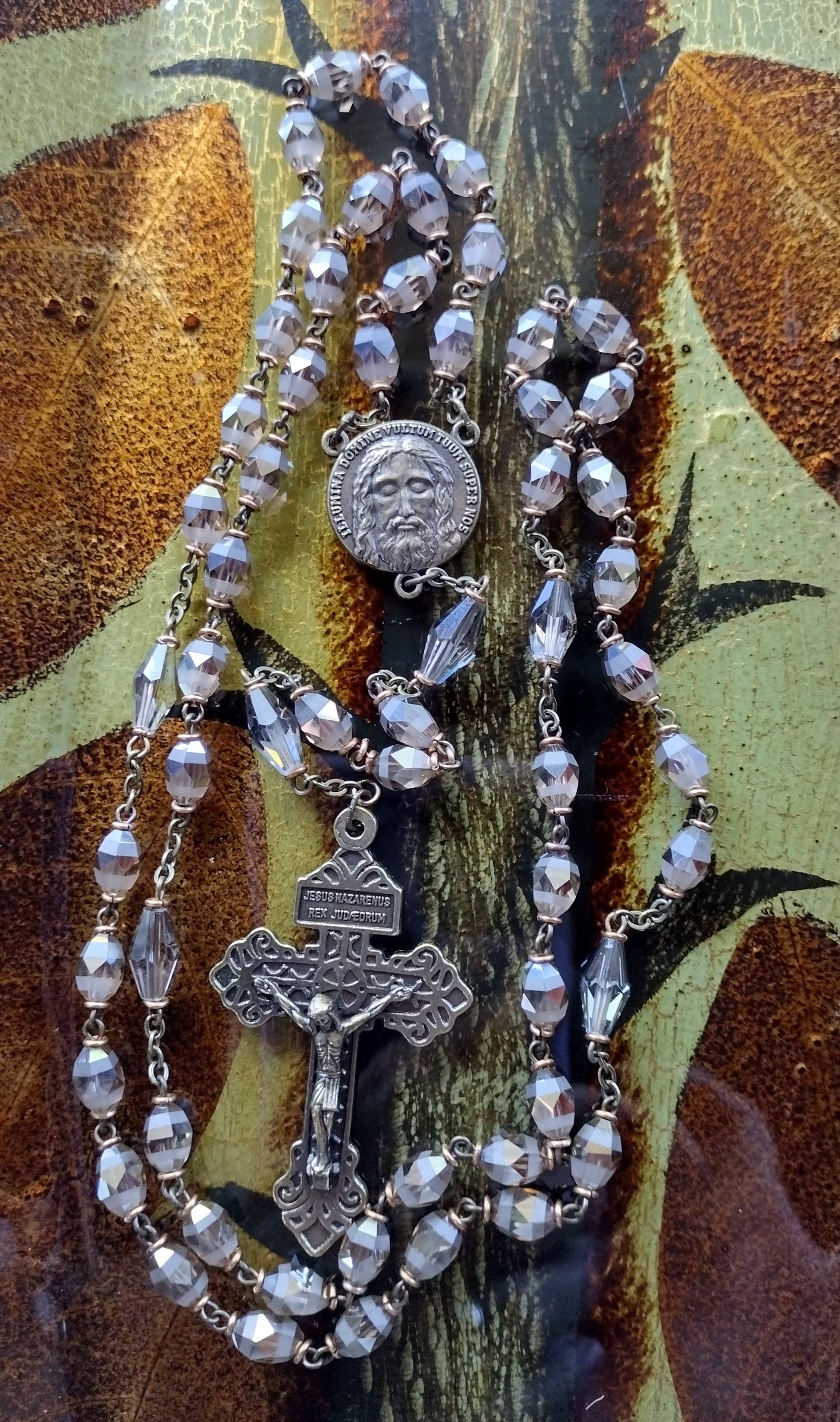 Item #1020, 6mm Crystal Rosary, Champagne