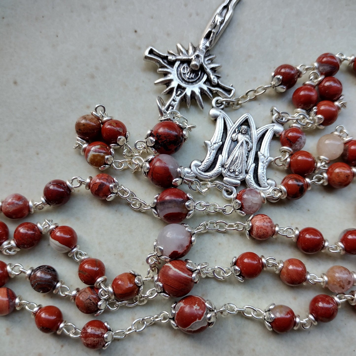 Item #1022, 6mm Gemstone Rosary, Red River Jasper