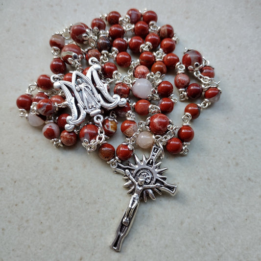 Item #1022, 6mm Gemstone Rosary, Red River Jasper