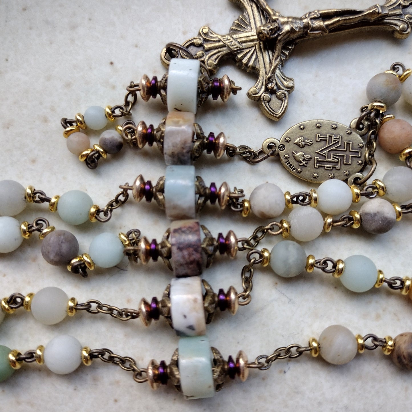 Item #1023, 6mm Gemstone Rosary, Amazonite