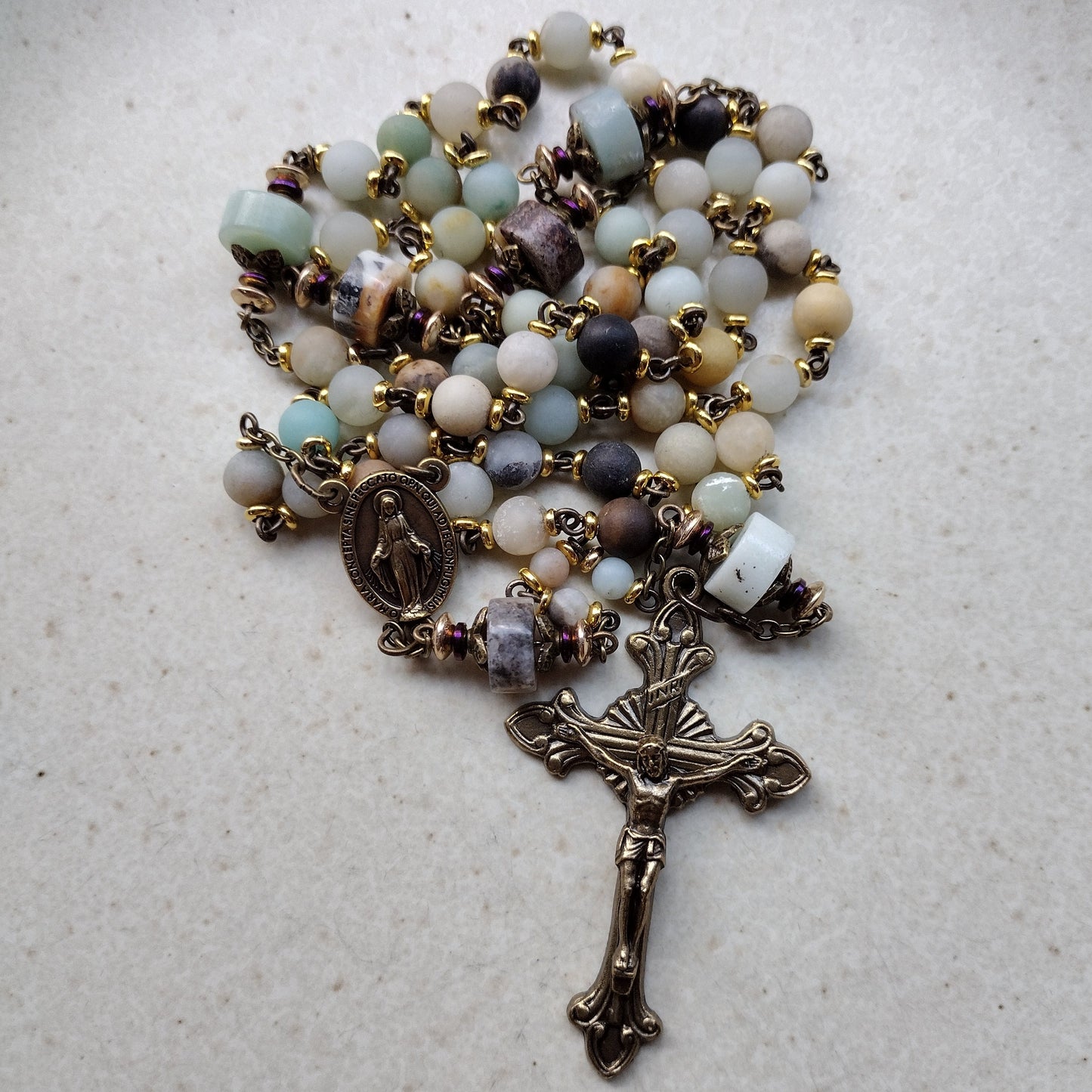 Item #1023, 6mm Gemstone Rosary, Amazonite