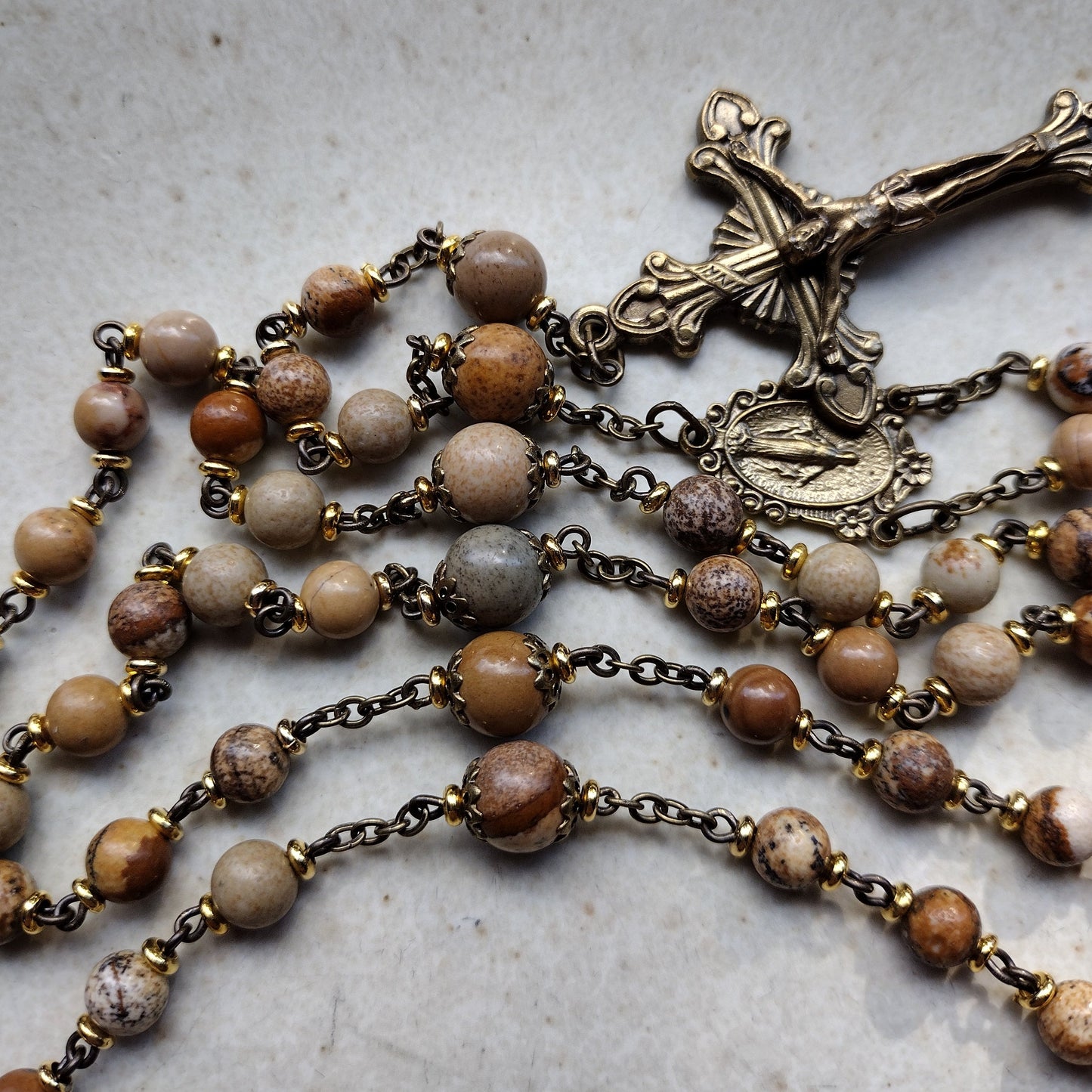 Item #1024, 6mm Gemstone Rosary, Picture Jasper