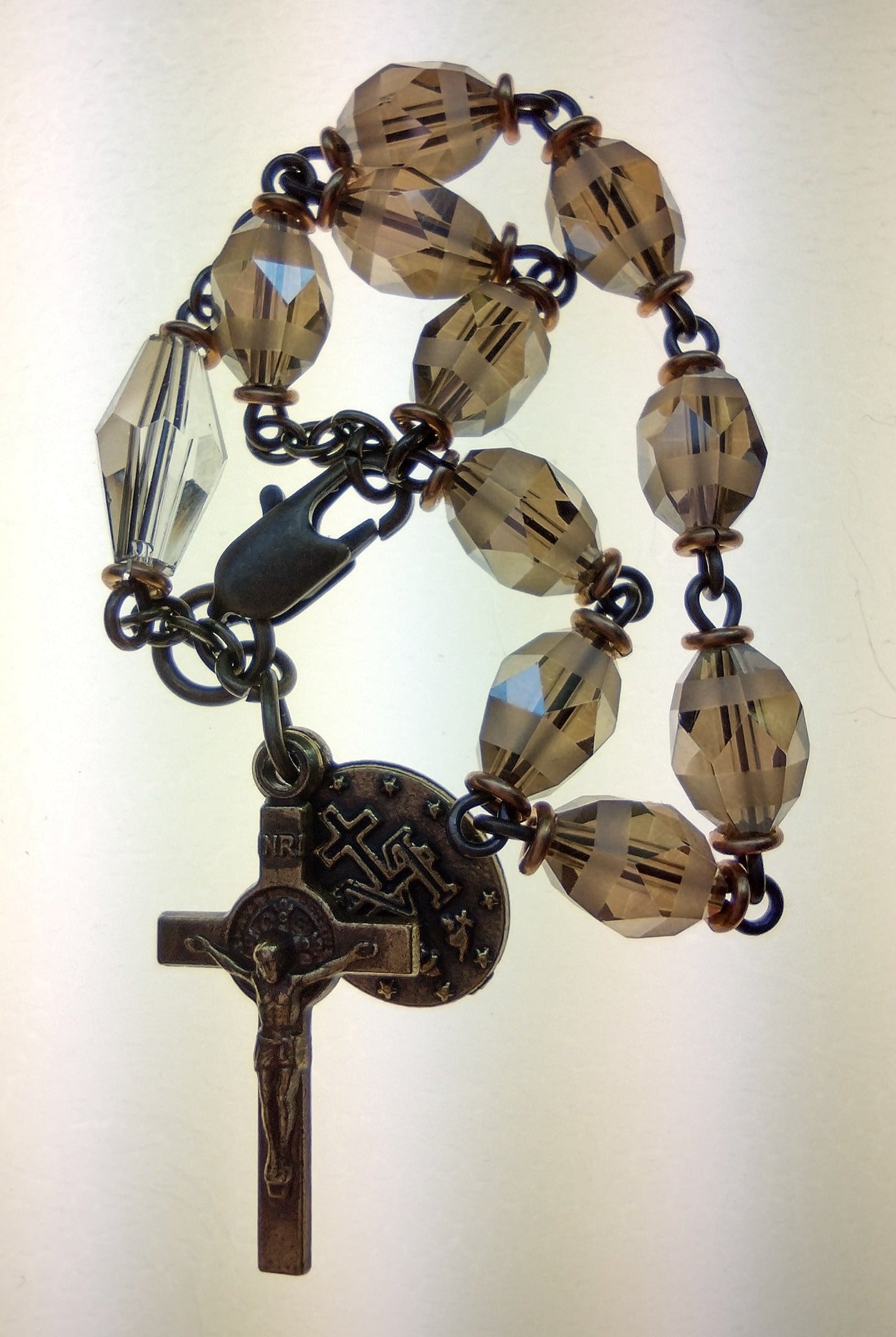 Item #1025, 8mm Rosary Bracelet, Crystal