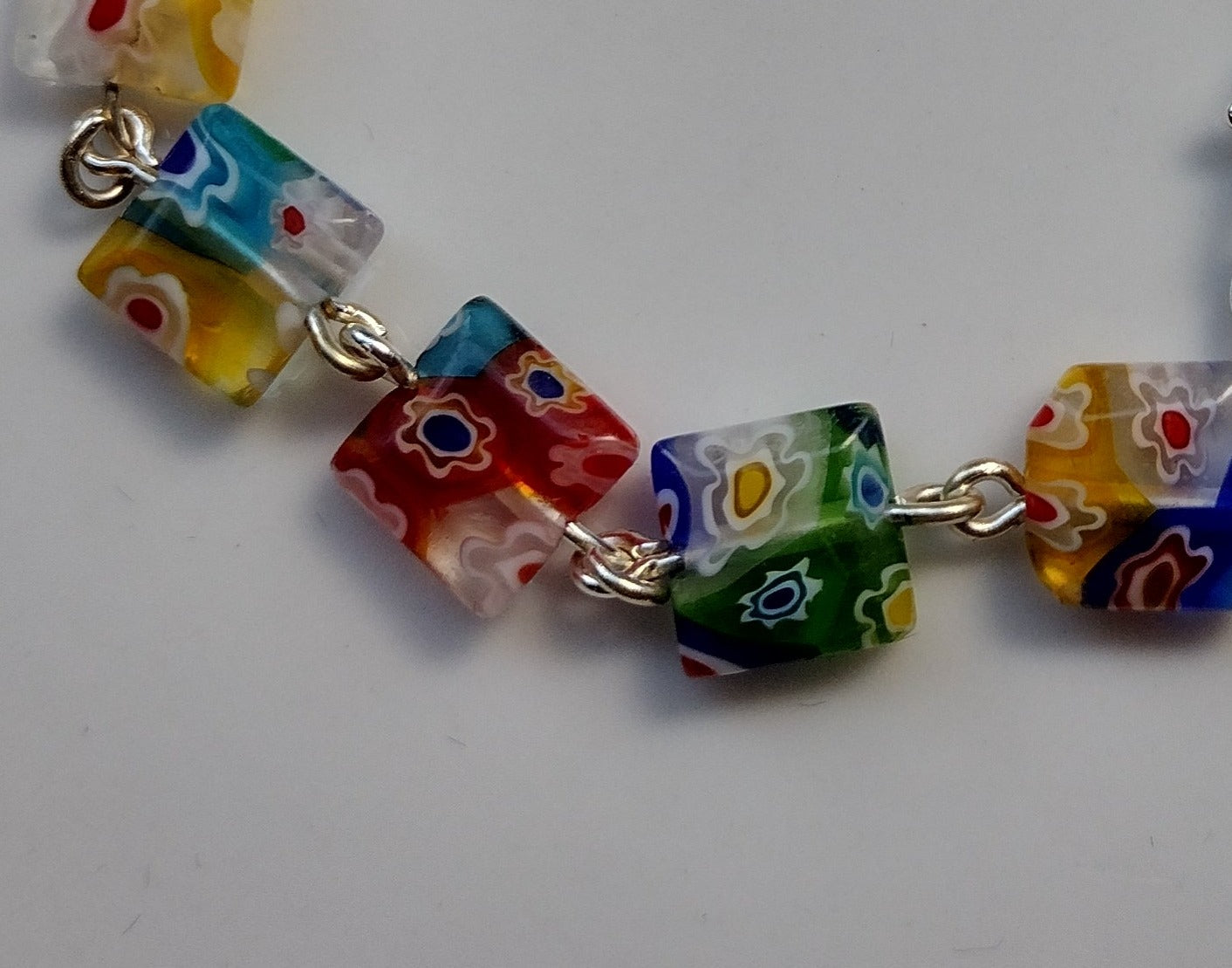 Item #1027, 8mm Rosary Bracelet, Multi-Colored Millefiori