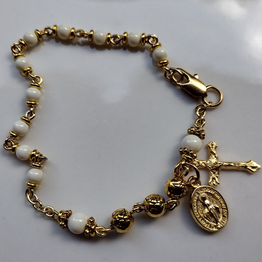 Item #1029, 4mm Rosary Bracelet, Swarovski Pearls