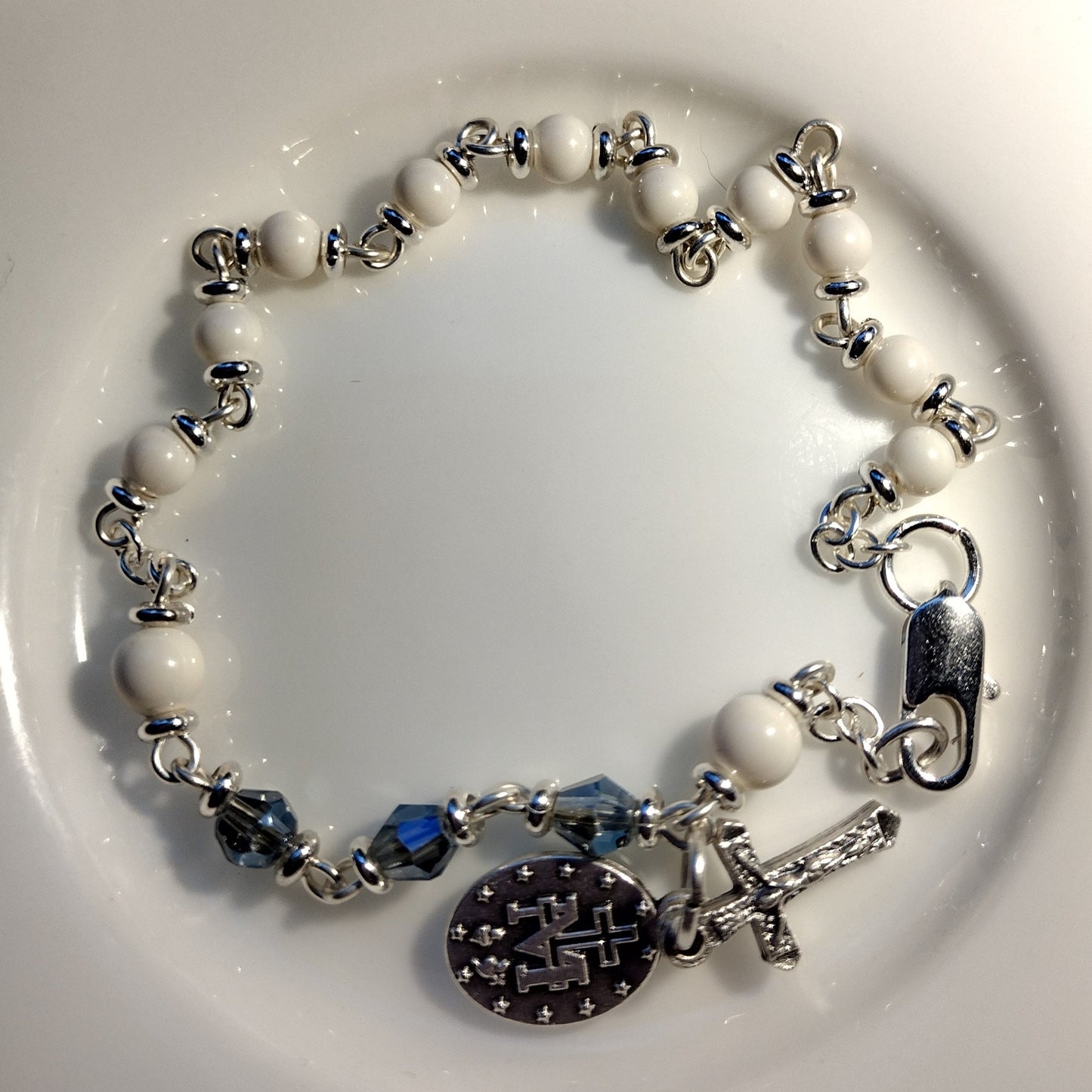 Item #1040, 4mm Rosary Bracelet, Swarovski Pearls