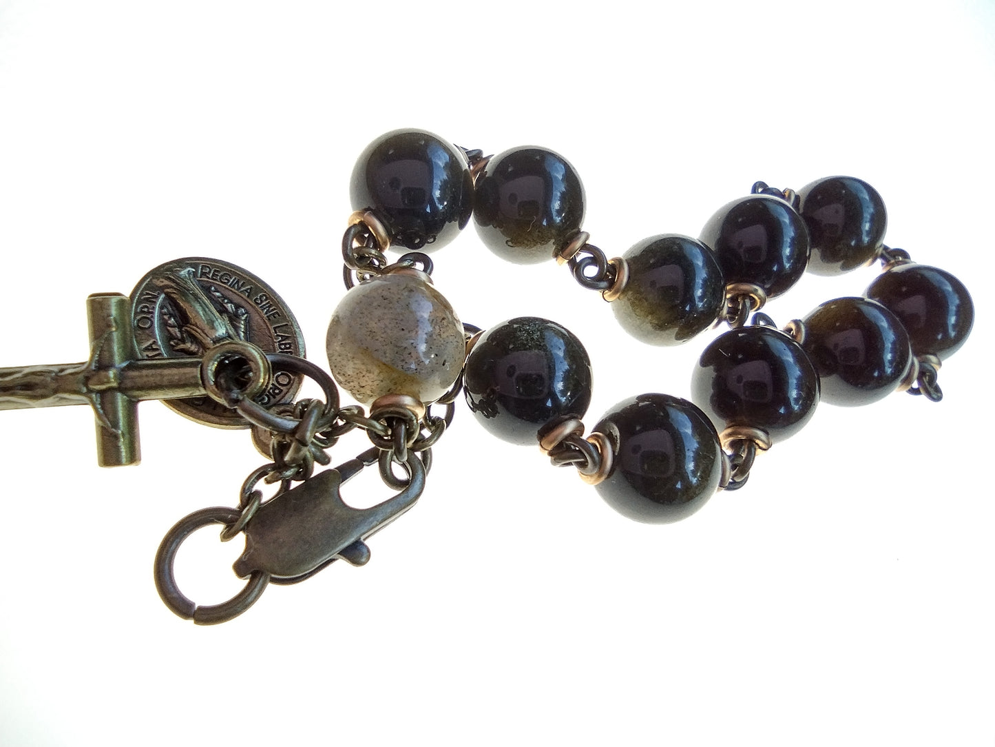 Item #1031, 8mm Rosary bracelet, Golden Obsidian