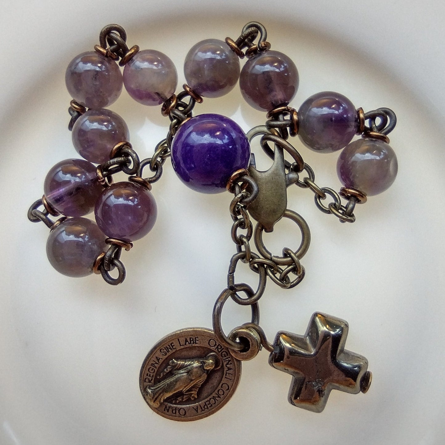 Item #1042, 6mm Rosary Bracelet, Amethyst