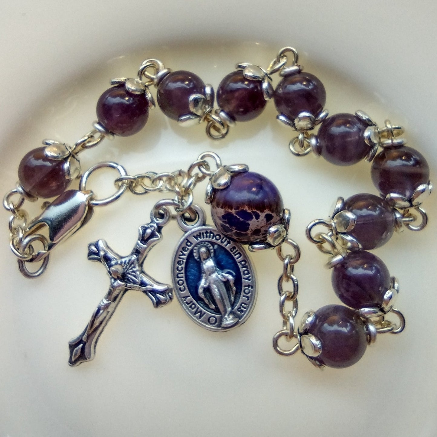 Item #1044, 6mm Rosary Bracelet, Amethyst