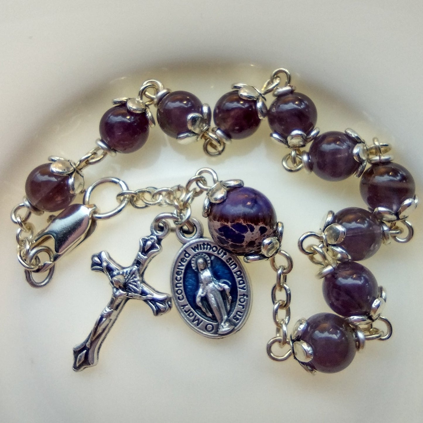 Item #1047, 6mm Rosary Bracelet, Amethyst