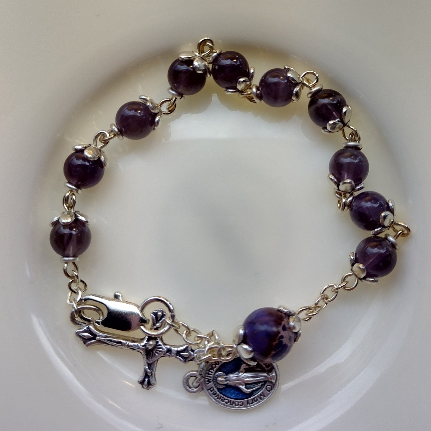 Item #1047, 6mm Rosary Bracelet, Amethyst