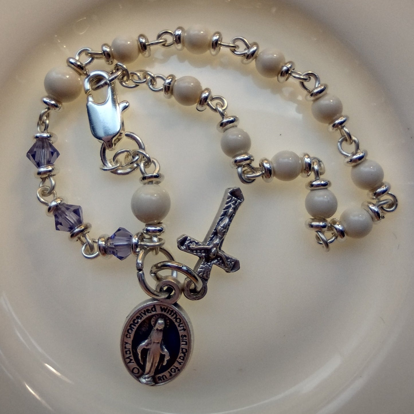 Item #1050, 4mm Rosary Bracelet, Swarovski Pearls