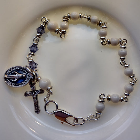 Item #1050, 4mm Rosary Bracelet, Swarovski Pearls